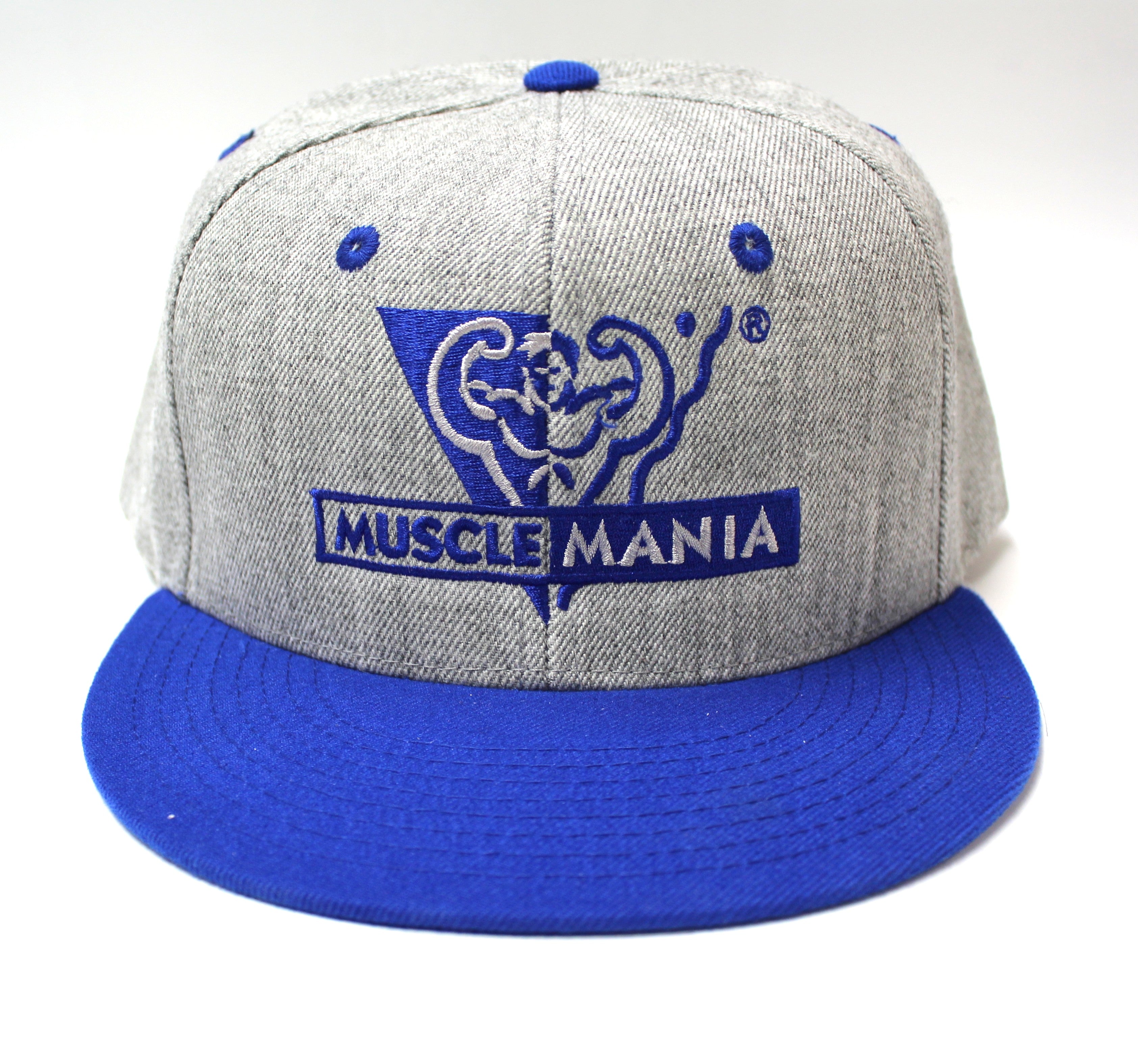 Musclemania® Cap - Royal Blue Bill, Grey Panels, Royal Blue Logo