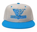 Musclemania® Cap - Turquoise Blue Bill, Grey Panels, Turquoise Blue Logo