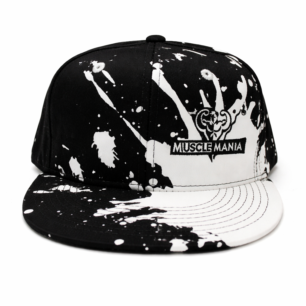 Musclemania® Cap - Black/White Splash with Black Logo